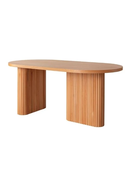 Calista Oval Ahşap Bohem Yemek Masası 90x180 - Resim 2