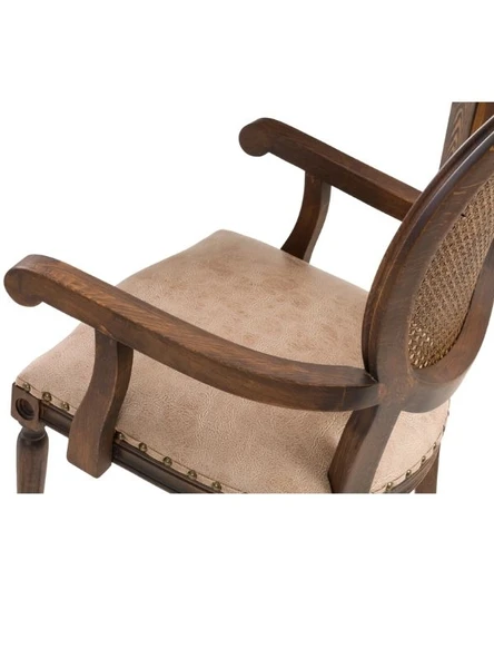 Madalyon Kolçaklı Hazeranlı Ahşap Klasik Sandalye - Resim 8