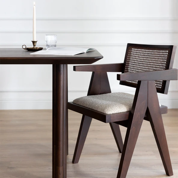 Luna Hazeranlı Ceviz Ahşap Sandalye - Resim 5