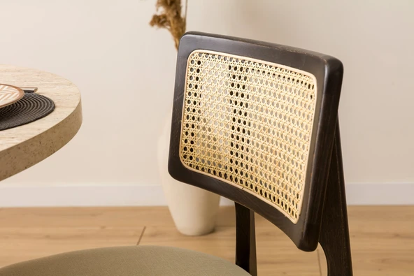 Zeus Bambu Hasırlı Ahşap Bohem Sandalye - Resim 7