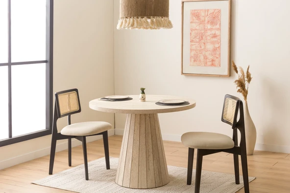 Zeus Bambu Hasırlı Ahşap Bohem Sandalye - Resim 6