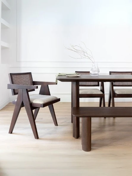 Luna Hazeranlı Ceviz Ahşap Sandalye - Resim 2