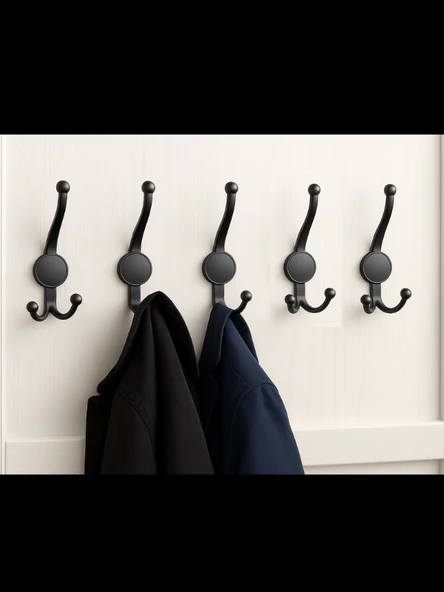 Metal Boncuk Portmanto Askısı Siyah Duvar Tipi – 3’lü - Resim 4