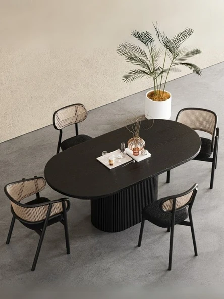 Apolena Oval Ahşap Bohem Yemek Masası 80x160 ürün görseli