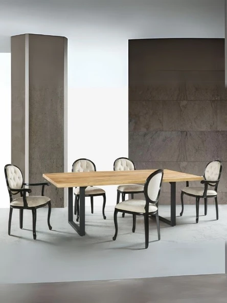 Madalyon Kolçaklı Kapitoneli Sandalye - Resim 3