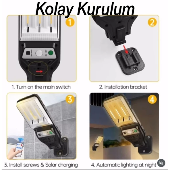 Duvar Lambası Aplik Hareket Sensörlü Kumandalı Plastik Sokak Bahçe İç Dış Aydınlatma Armatürü IP54 - Resim 4