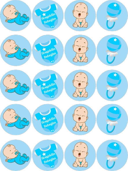 Bebek Temalı Yenilebilir Yuvarlak Kurabiye Resim Baskı ürün görseli