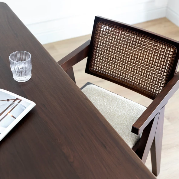 Luna Hazeranlı Ceviz Ahşap Sandalye - Resim 3