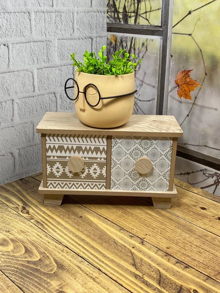 Hometarz Profesör Saksılar Yapay Çimli Sukulent Gözlüklü Saksı Bitki - 7