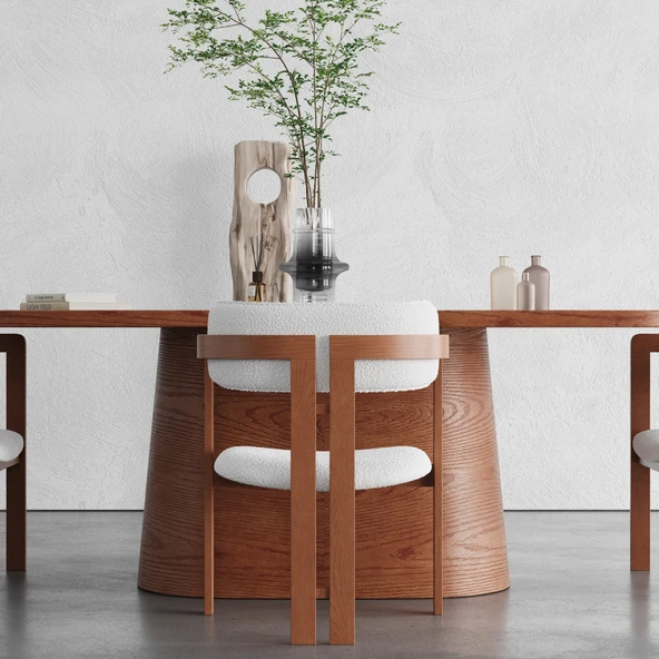 Barocco İtalyan Still Oval Ahşap Yemek Masası 100x190 - Resim 3