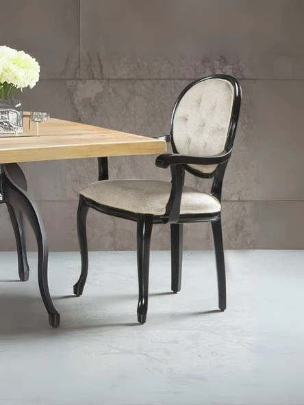 Madalyon Kolçaklı Kapitoneli Sandalye - Resim 5