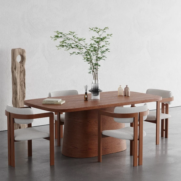 Barocco İtalyan Still Oval Ahşap Yemek Masası 100x190 - Resim 10