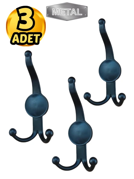 Metal Boncuk Portmanto Askısı Siyah Duvar Tipi – 3’lü ürün görseli