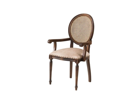 Madalyon Kolçaklı Hazeranlı Ahşap Klasik Sandalye - Resim 5