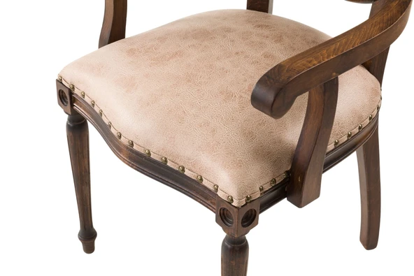 Madalyon Kolçaklı Hazeranlı Ahşap Klasik Sandalye - Resim 6