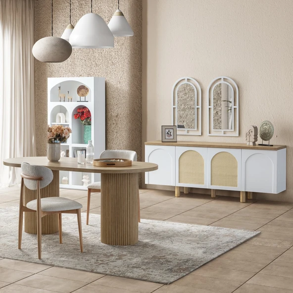 Echo İskandinav Oval Natural Ahşap Bohem Masa 90x160 - Resim 7