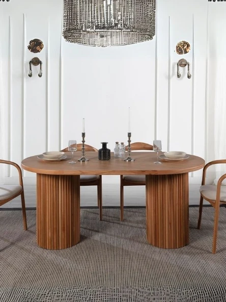 Sierra İskandinav Oval Ahşap Bohem Masa 90x190 ürün görseli