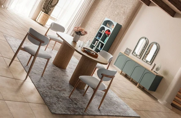 Zenith İskandinav Oval Natural Ahşap Bohem Masa 90x190 - Resim 5