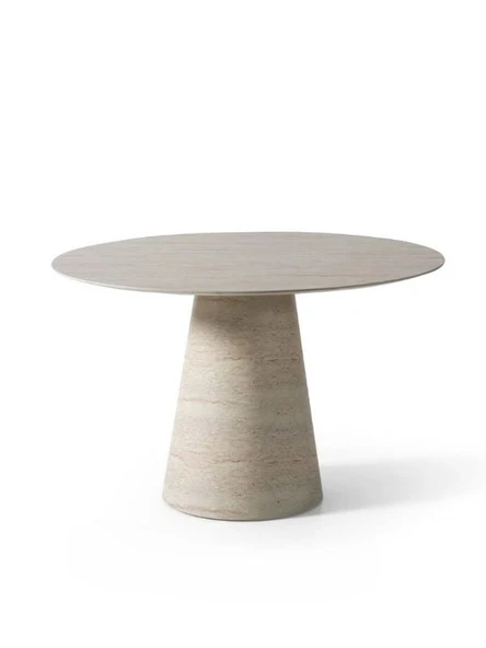 Lucca Yuvarlak Traverten Masa, Konik 120x120 - Resim 2