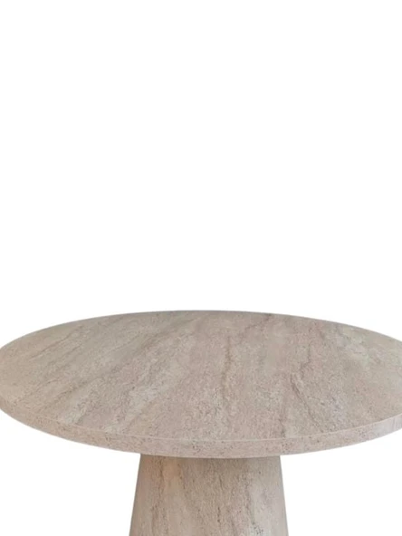 Lucca Yuvarlak Traverten Masa, Konik 110x110 - Resim 4