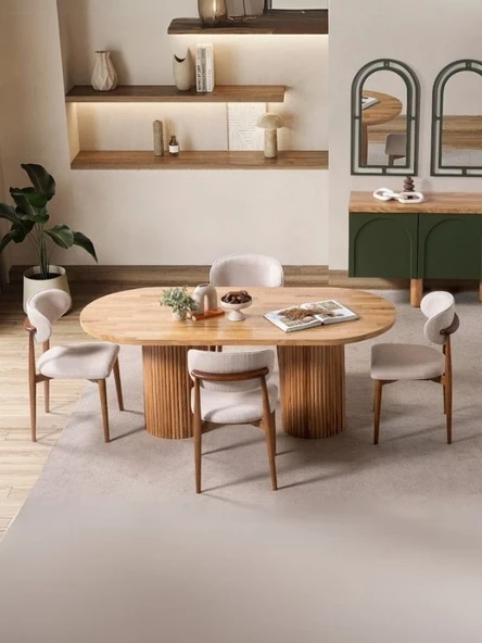 Sierra İskandinav Oval Natural Ahşap Bohem Masa 90x180 - Resim 4