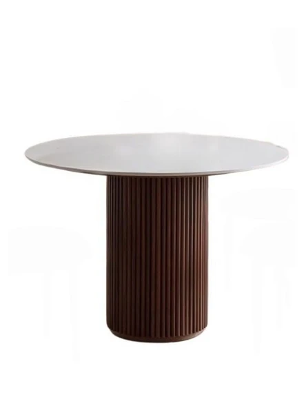 Vintage Yuvarlak Ahşap Bohem Masa 130x130 - Resim 9