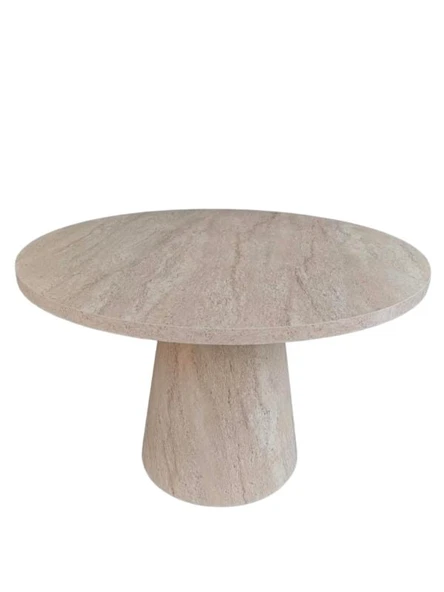 Lucca Yuvarlak Traverten Masa, Konik 110x110 - Resim 2
