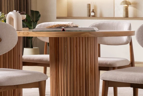 Gaia İskandinav Oval Natural Ahşap Bohem Masa 80x180 - Resim 10