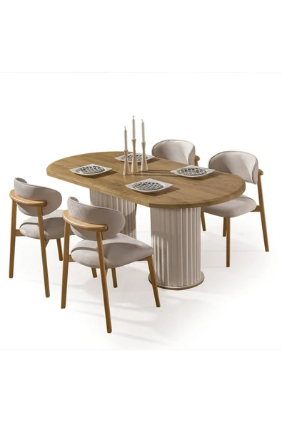 Horizon İskandinav Oval Natural Ahşap Bohem Masa 80x190 - Resim 2