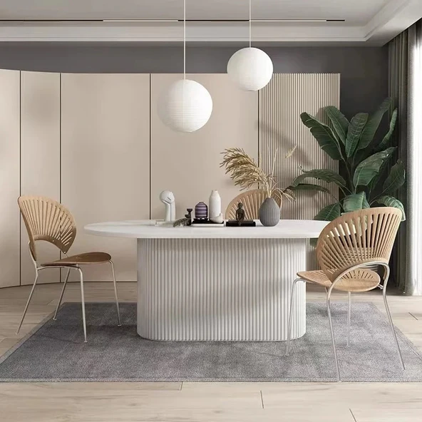 Terra Oval Natural Ahşap Bohem Masa 80x160 - Resim 10