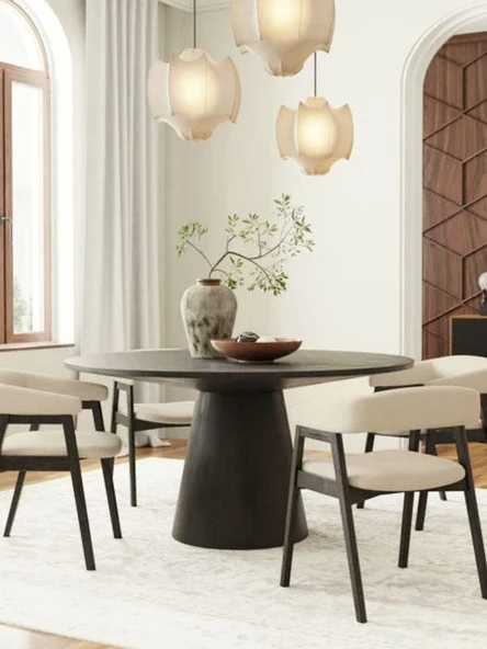 Hemera Ceviz Ahşap Yemek Masası 120x120 - Resim 10