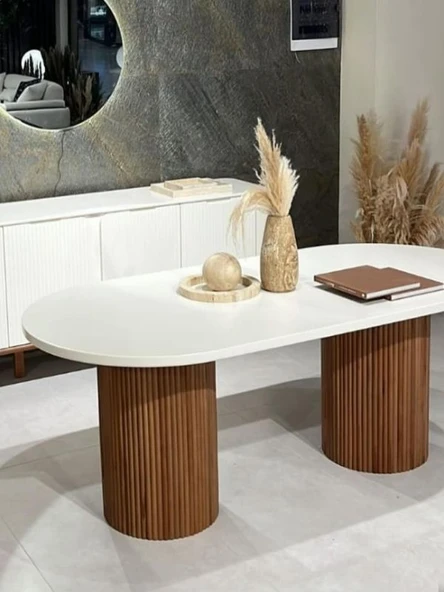 Echo İskandinav Oval Ahşap Bohem Masa 90x160 - Resim 8