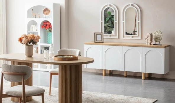 Horizon İskandinav Oval Natural Ahşap Bohem Masa 80x190 - Resim 4