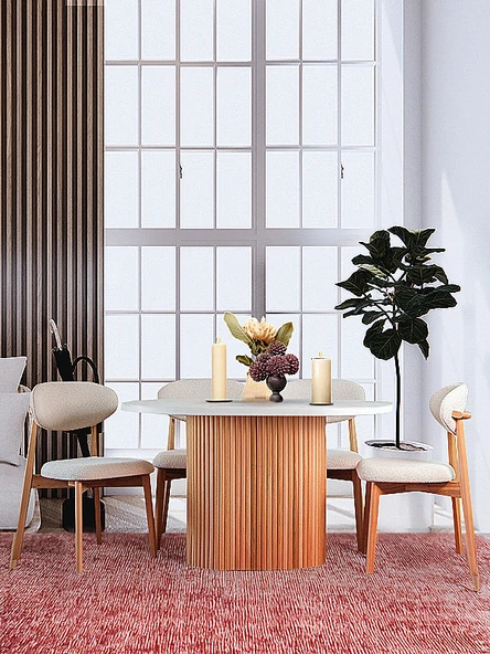 Luna Oval Natural Ahşap Bohem Masa 80x150 - Resim 9