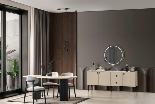 Zeno Oval Ahşap Bohem Yemek Masası 90x180 - Resim 4