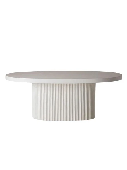 Luna Oval Beyaz Ahşap Bohem Masa 80x150 - Resim 2