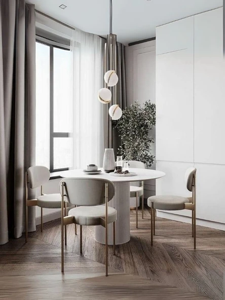 Vintage Yuvarlak Ahşap Bohem Masa 120x120 - Resim 11