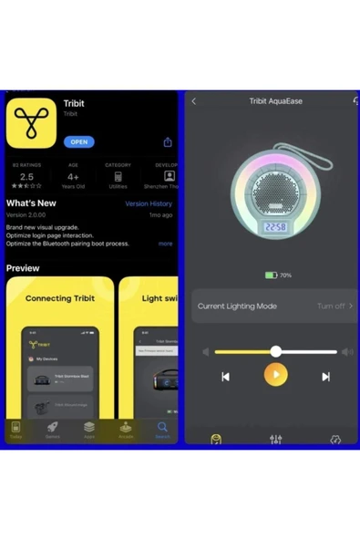 Tribit NaziraShop AquaEase IPX7 Su Geçirmez, 18 Saat Oynatma Süresi Dahili Mikrofon Işıklı Hoparlör P - 6