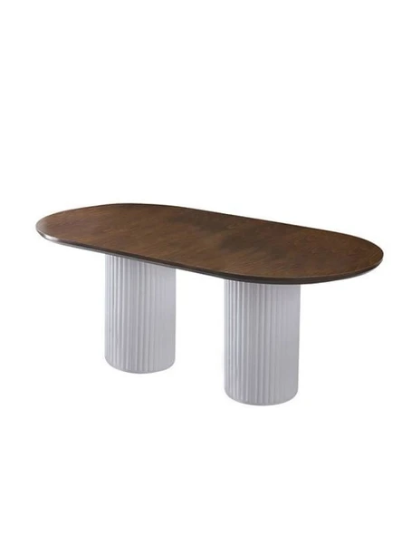 Liora İskandinav Oval Natural Ahşap Bohem Masa 90x200 - Resim 6