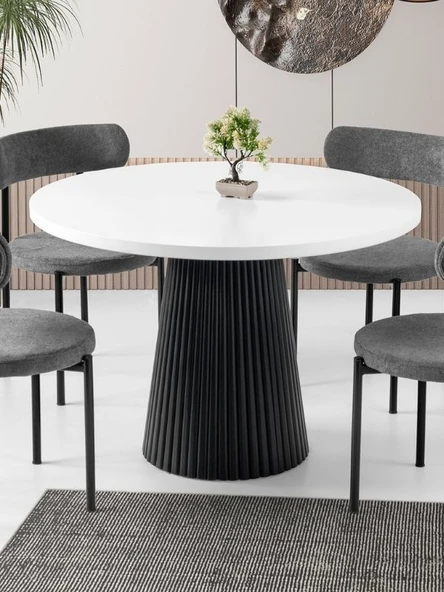 Milas Natural Ahşap Bohem Yemek Masası 110x110 ürün görseli