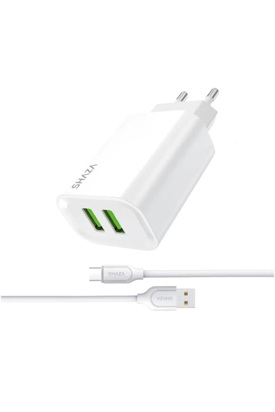 shaza 2.4a Çift Usb Çıkışlı Type-c Seyahat Şarj Aleti Seti - 1