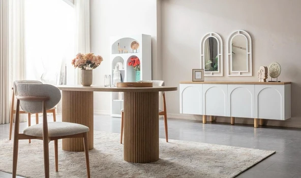 Horizon İskandinav Oval Natural Ahşap Bohem Masa 80x190 - Resim 3