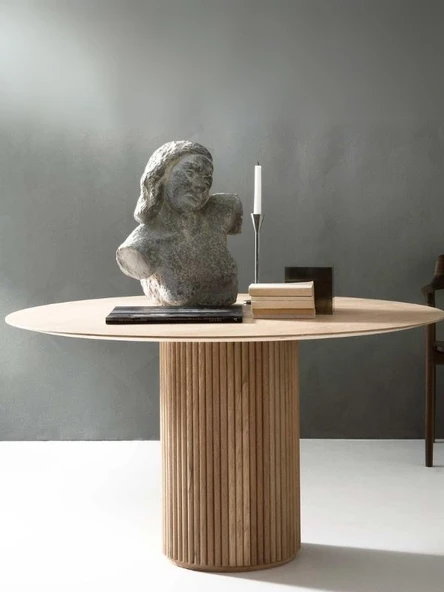 Breeze Yuvarlak Ahşap Bohem Masa 120x120 ürün görseli