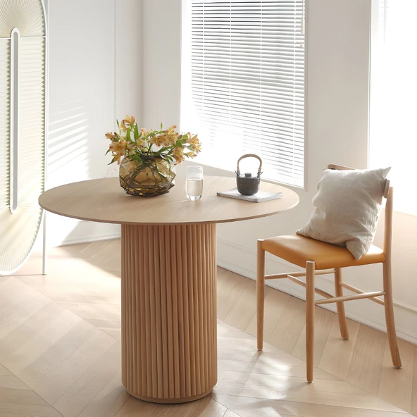 Breeze Yuvarlak Ahşap Bohem Masa 100x100 - Resim 11