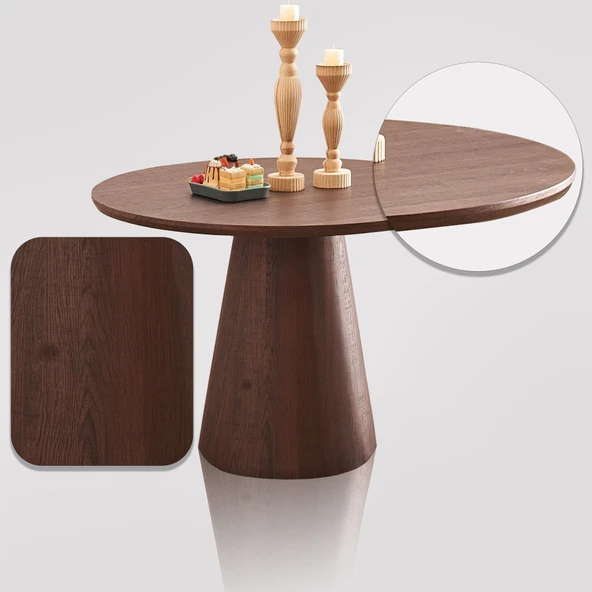 Hemera Ceviz Ahşap Yemek Masası 120x120 - Resim 6