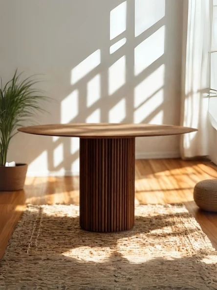 Breeze Yuvarlak Ahşap Bohem Masa 130x130 ürün görseli