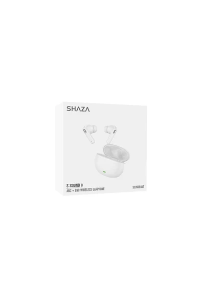shaza S Sound 8 Gürültü Azaltma Enc 4 Mikrofonlu Bluetooth 5.3 Tws Kulaklık Beyaz - 2