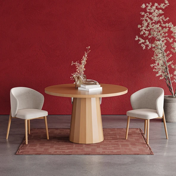 Odessa İskandinav Doğal Ahşap Mutfak Masası 100x100 - Resim 4