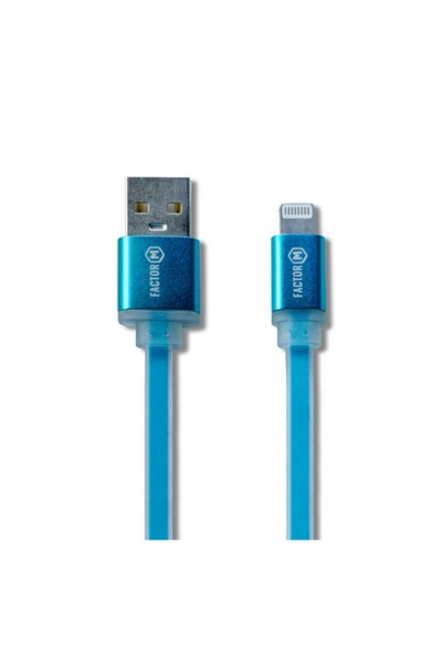 Factor-M Factor M Lıghtnıng Data Ve Şarj Kablo 3a 1.20m Mavi (fm3a120lm )