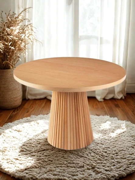 Milas Natural Ahşap Bohem Yemek Masası 130x130 - Resim 3